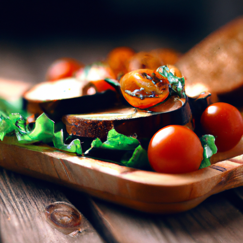 Rustic plate with seasonal vegetables and charred bread